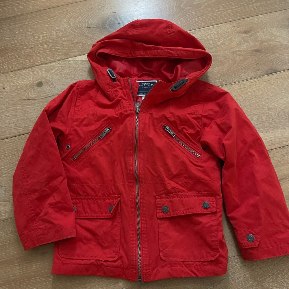 Janie and Jack Red Raincoat with Hood and Zipper